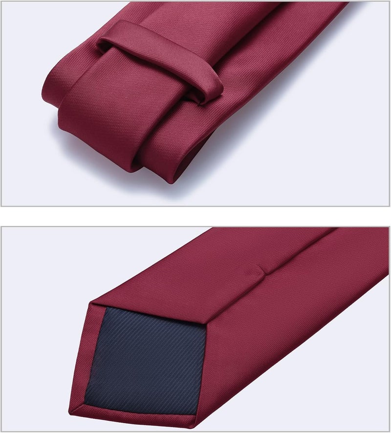 Murong Men's Ties Solid Color Pure Polyester Plain Fine Stripes Necktie Ties For Men - Image 4